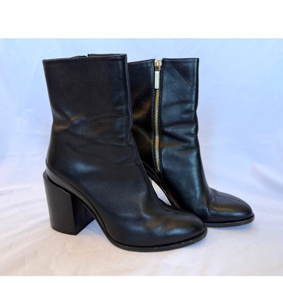 Dear Frances Spirit Boots Black Nappa Leather Block Heel 38 8